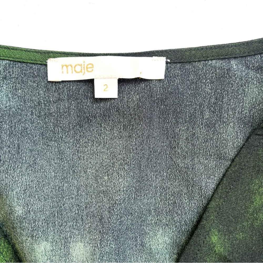 MAJE Ribeira Tie-dye Print Maxi Crepe Dress Imprime Green - Picture 6 of 7